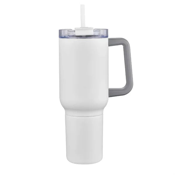 21 oz. Stainless Steel Mug w/ Handle, Straw, Can Cooler