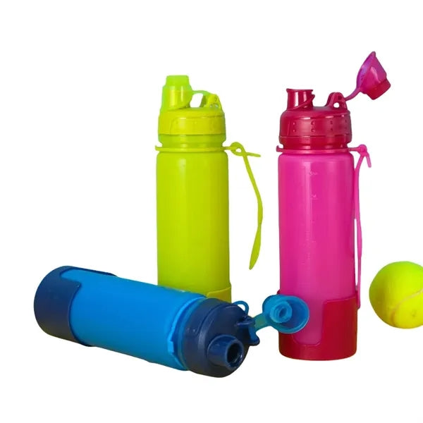 17 oz Silicone Collapsible Sports Water Bottle With Handle