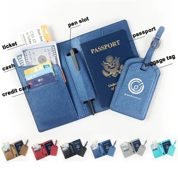 Luggage tag and passport holder set