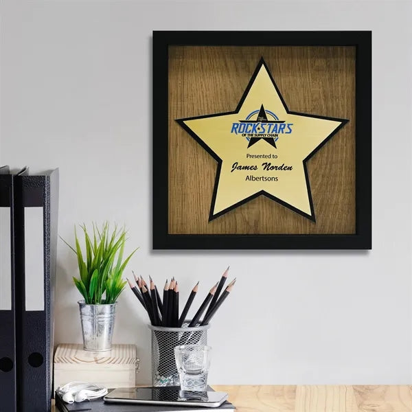 Newbury 10" x 10" Star Award with Brushed Gold Plate