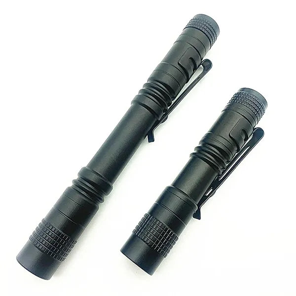 AAA Battery Aluminum Alloy Mini Flashlight with Pen Holder