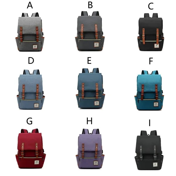 Vintage Laptop Backpack with USB Charging