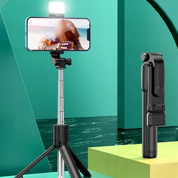 Portable Stable Selfie Stick Tripod with Fill Light