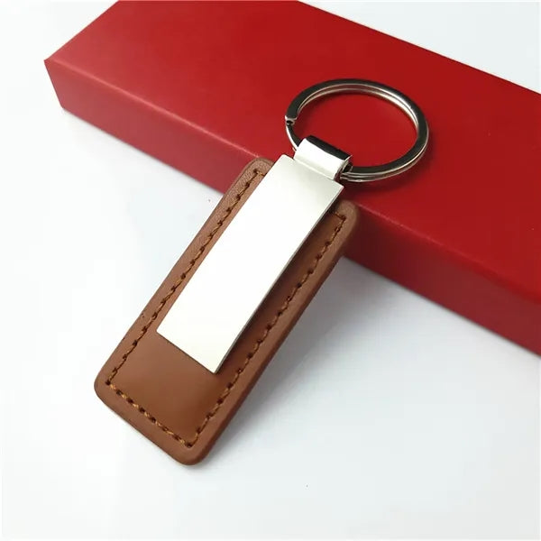 Leather Alloy Keychain for Pendant with Custom Laser Logo