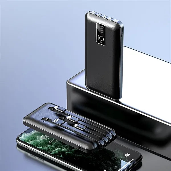 10000 mAh Fast Charger Comes with 4 Cables for Travel