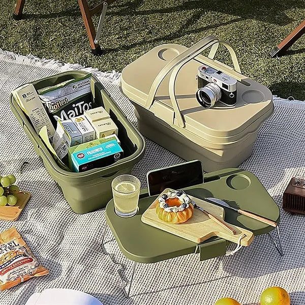 Large Capacity Picnic Basket with Lid for Outdoors