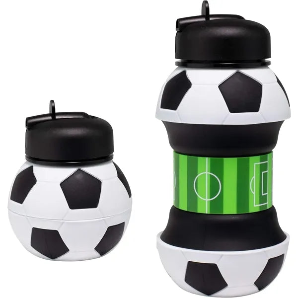 18 Oz Collapsible BPA-Free Silicone Soccer Ball Water Bottle