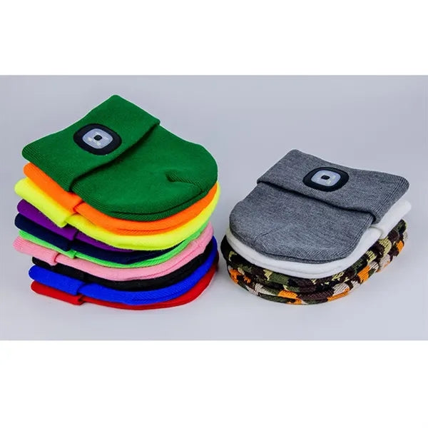 USB Rechargeable LED Knit Beanie Hat