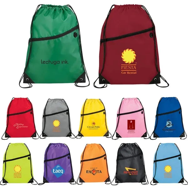 210D Zipper Pocket Drawstring Backpack