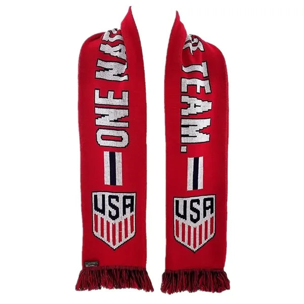 Knitted Soccer Fan Scarf With Fringe