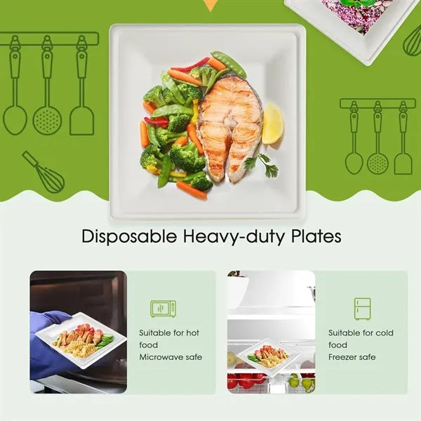Compostable 8 inch Square Plates
