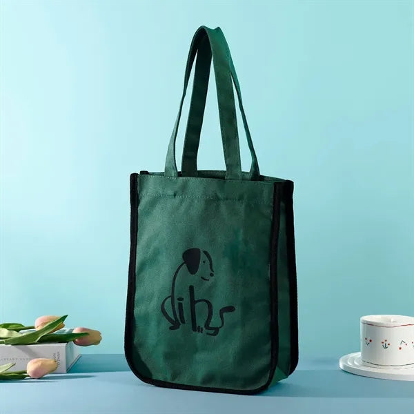 Canvas cotton Corner tote bag -8.5" W x 11.25" H x 4.5" D