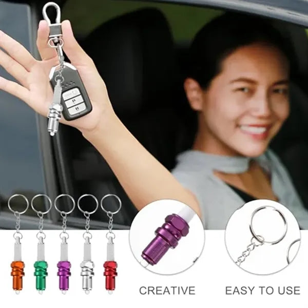 Spark Plug Keychain with LED Light