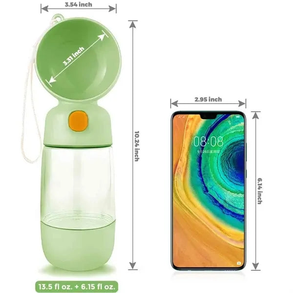 Pet Water Bottle with Food Container