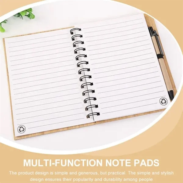 Eco-friendly portable durable writing coil bamboo notebook