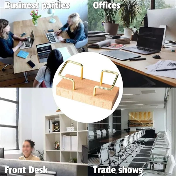 Office Supplies Wooden Desk Business Card Holder Display