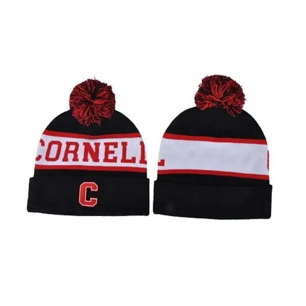Knit Beanie with Cuff and Pom