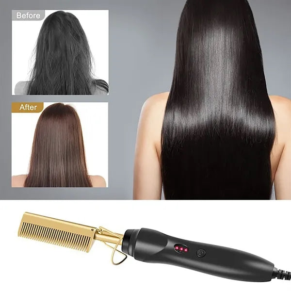 Multi-function Electric Copper Comb Hair Straightener