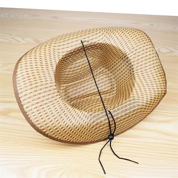 Unisex Woven Straw Round up Cowboy Hat