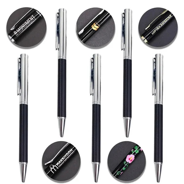 PU leather & Metal Slim Ballpoint Pens