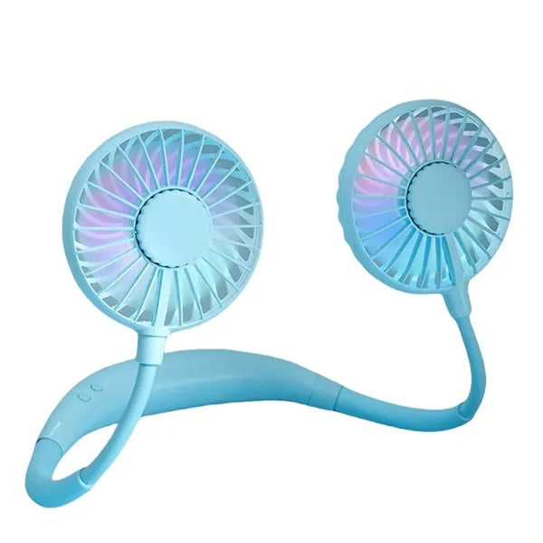 USB Neck Hanging Fan w/ LED Light & Aromatherapy Function