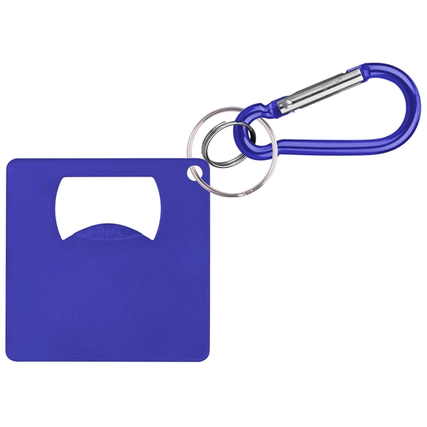 Large Square Shaped Bottle Opener with Carabiner