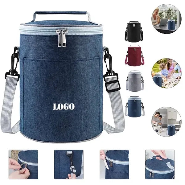 Oxford cloth round insulated cooler bag