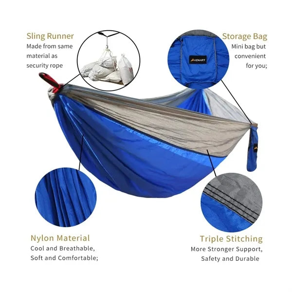 55" x 106" Portable Camping Nylon Hammock with Tree Straps