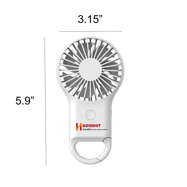 Portable Mini USB Rechargeable Fan with 3 Speed w/ Carabiner