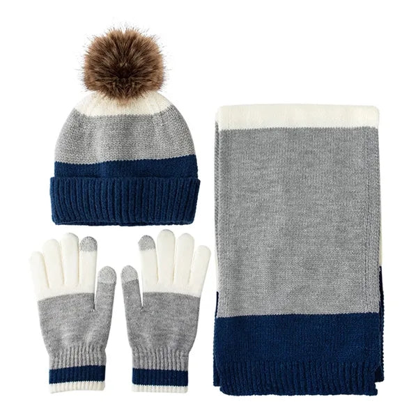 Kids' Winter Knit Hat, Scarf, and Gloves Set