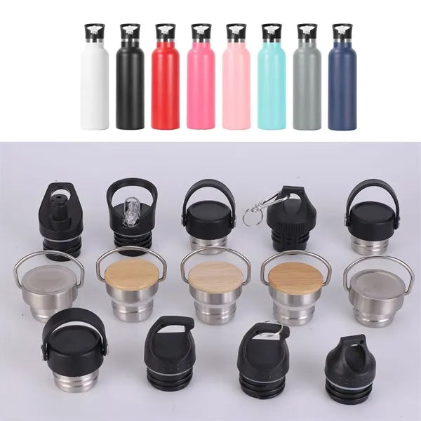 17 oz. Stainless Steel Water Bottle with Screw-on Bamboo Lid