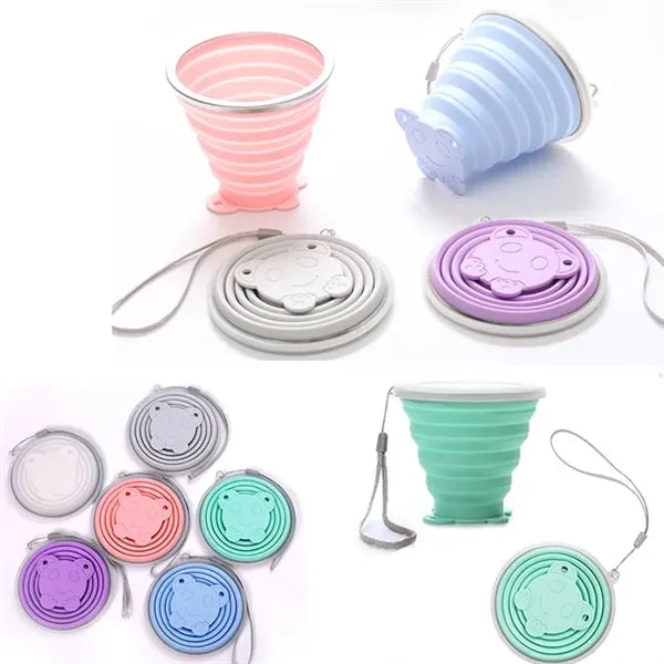 Travel Collapsible Silicone Water Cups with Lids