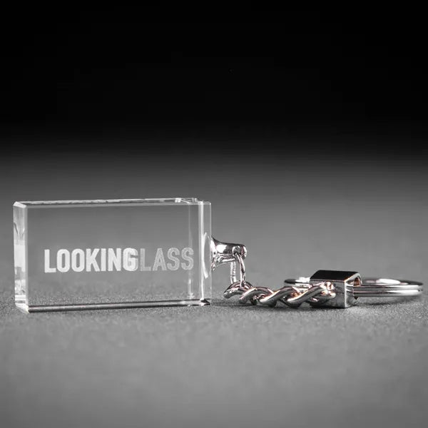 Rectangle Crystal Keychain 1 1/2" x 7/8" x 1/2"
