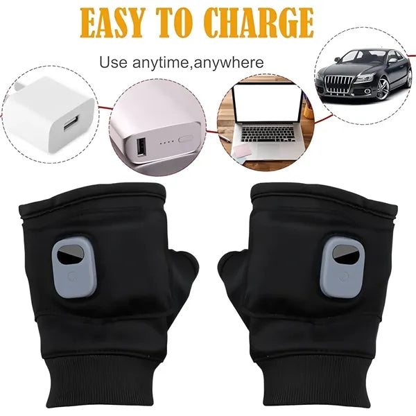 Rechargeable Heated Fingerless Gloves for Outdoor Work