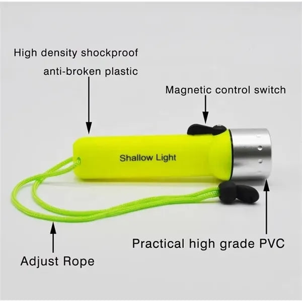 IPX8 Dive Light, 4xAA (Not Incl), 3 Modes, 80ft Waterproof