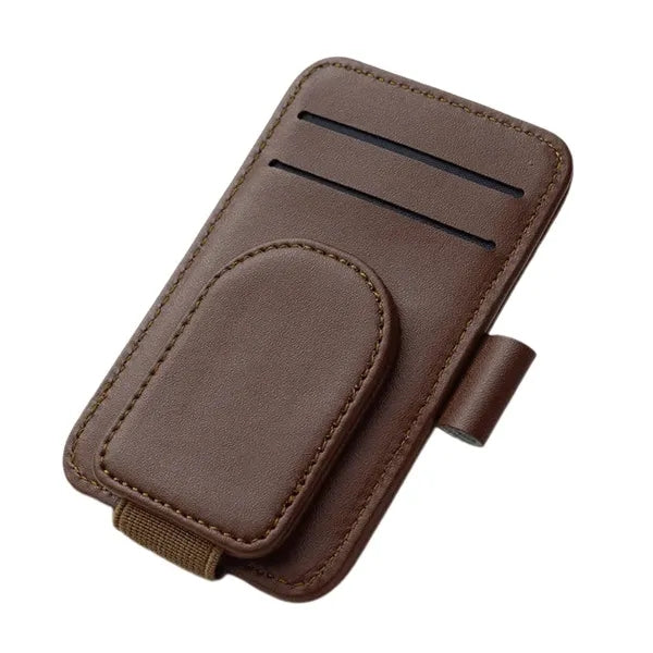 Pu Leather Car Sun Visor Magnetic Clip