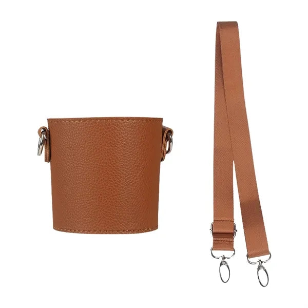 Cross-Strap Leather Beverage Sleeve