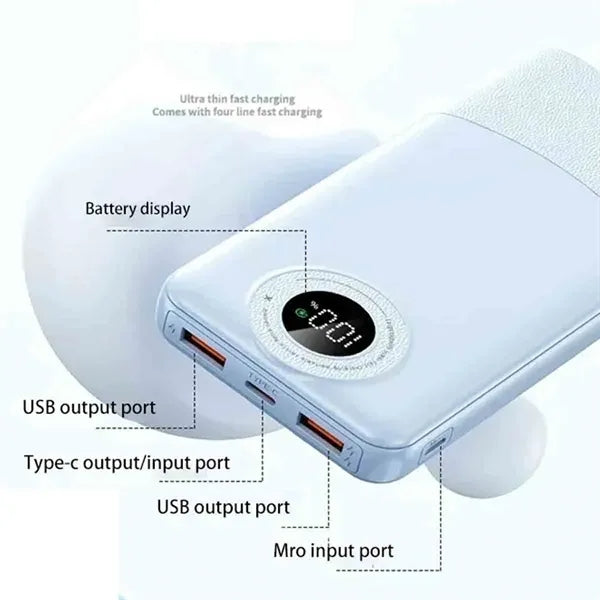 20000mAh Power Bank Built in Cables
