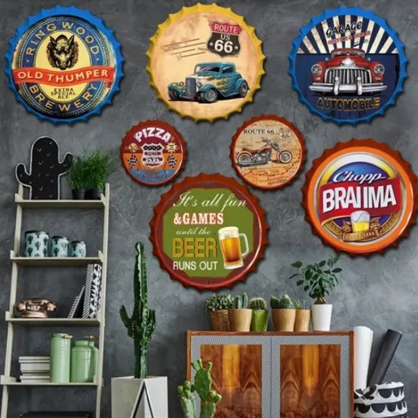 Decorative Metal Beer Bottle Cap Tin Signs Wall Art