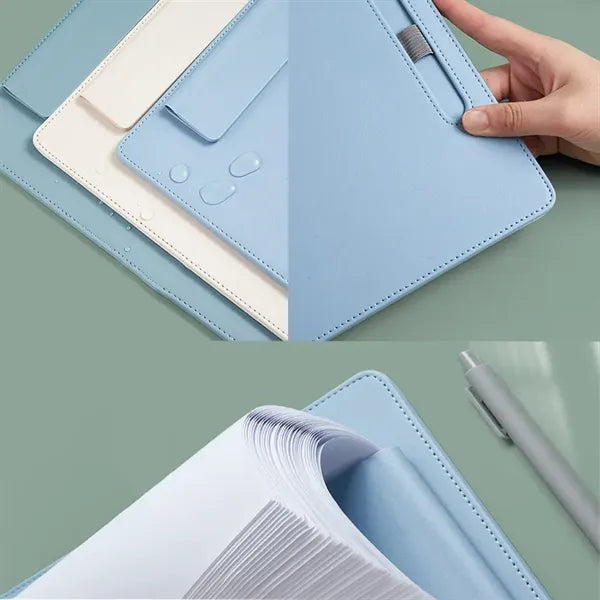 Leather Notepad Clipboard Folder & File Binder w/ Pen Loop