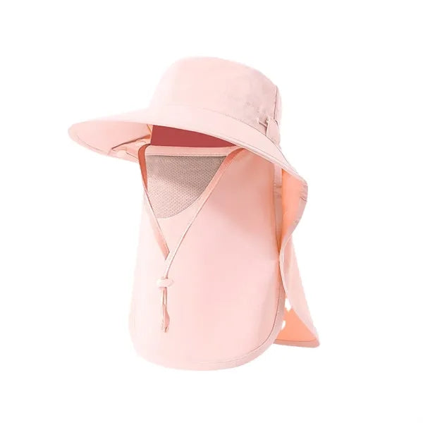 Sun Protection Wide Brim Hat with Face Cover Neck Flap