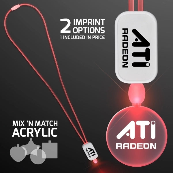 LED Neon Lanyards with Acrylic Circle Pendant