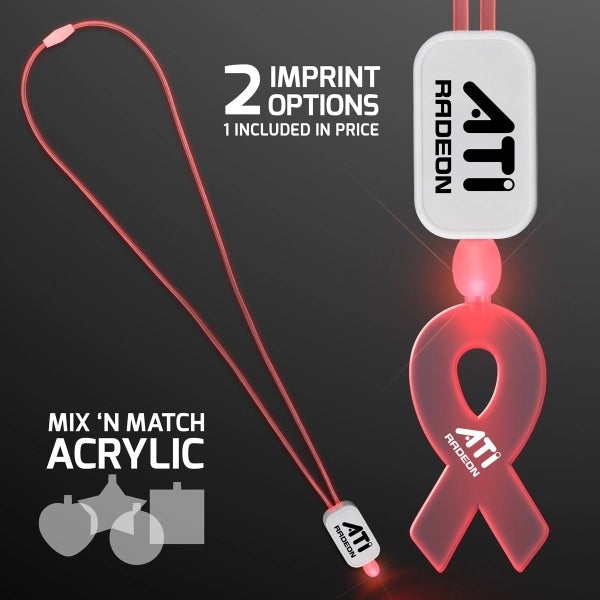 LED Neon Lanyard with Acrylic Ribbon Pendant