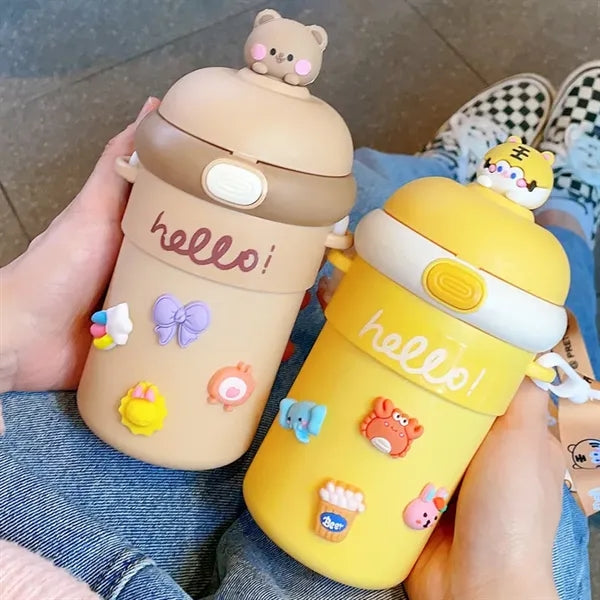 Cartoon Water Thermos Straw Bouncing Cup