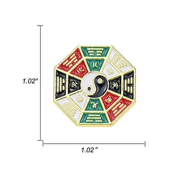Eight Diagrams Badge Vintage Lucky Pins
