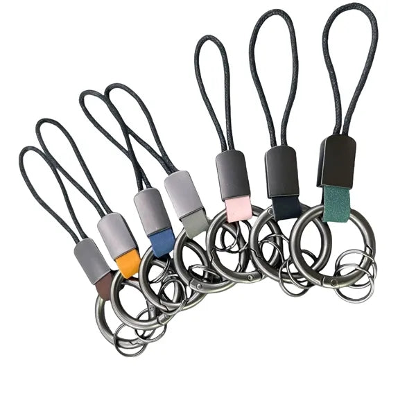 Metal Keychain With Pu Rope For Car Key Or Others