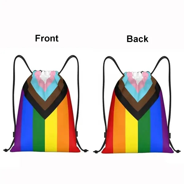 Progress Pride Flag Backpack Drawstring Bags