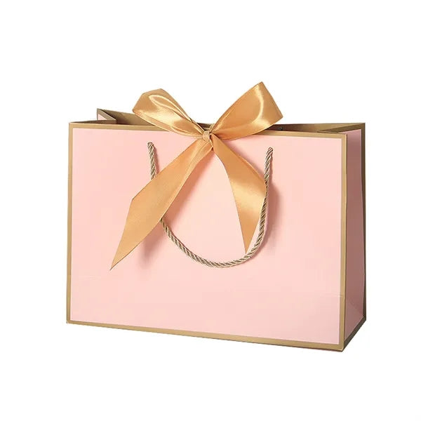 Thick Paper Gift Bag w/ Bow Handle for Retail Packaging
