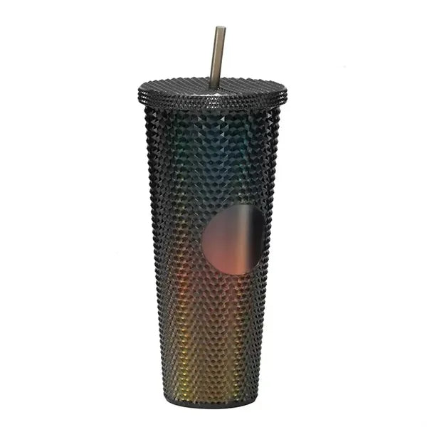 25oz Large-Capacity Embossed Carving Double-Layer Straw Cup