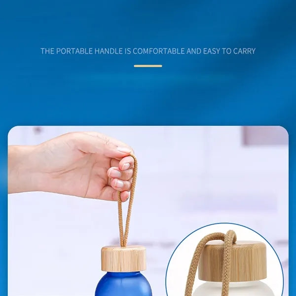 17oz Glass Bottle With Bamboo Lid Lanyard